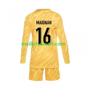 Maillot de Foot France Mike Maignan 16 Gardien Domicile UEFA EURO 2024 Manches Longues - Enfant